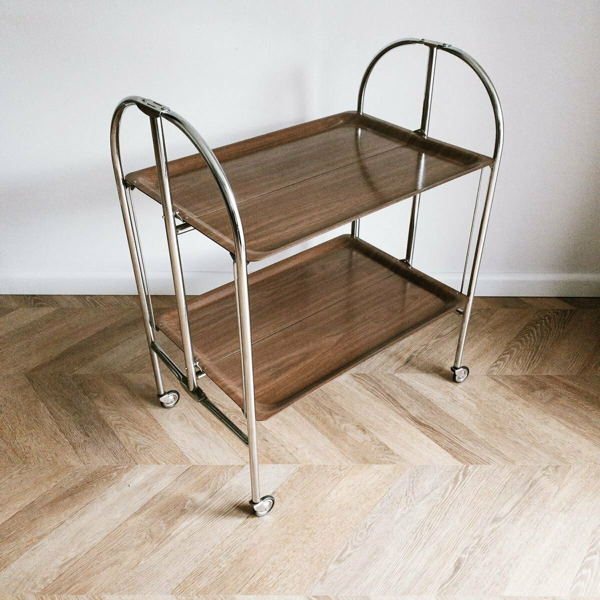 Vintage Collapsible 34 Bar Cart / Drinks Trolley From Pressolit, 1970s photo buy