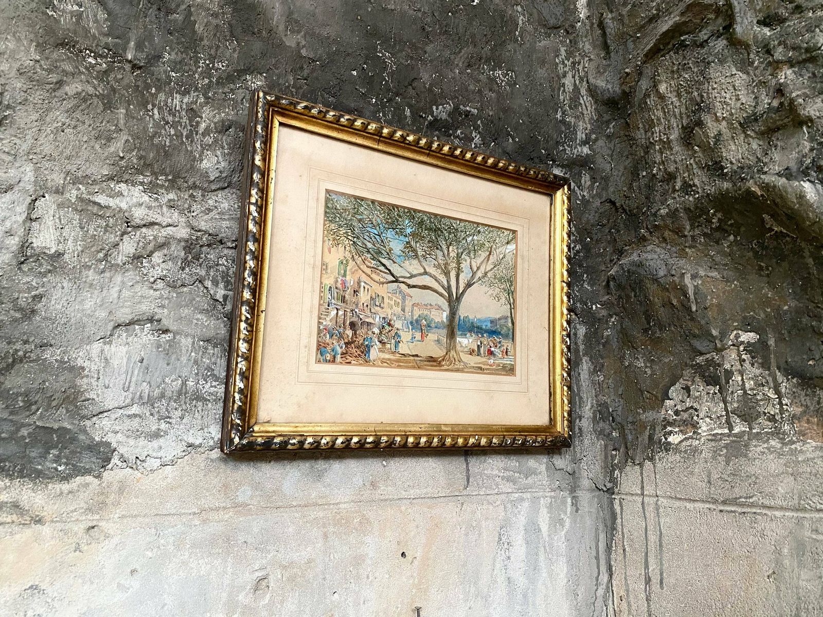 photo furniture Emma Sophia Oliver (British 1819 1885) Original Signed Watercolour Painting   Continental Scene