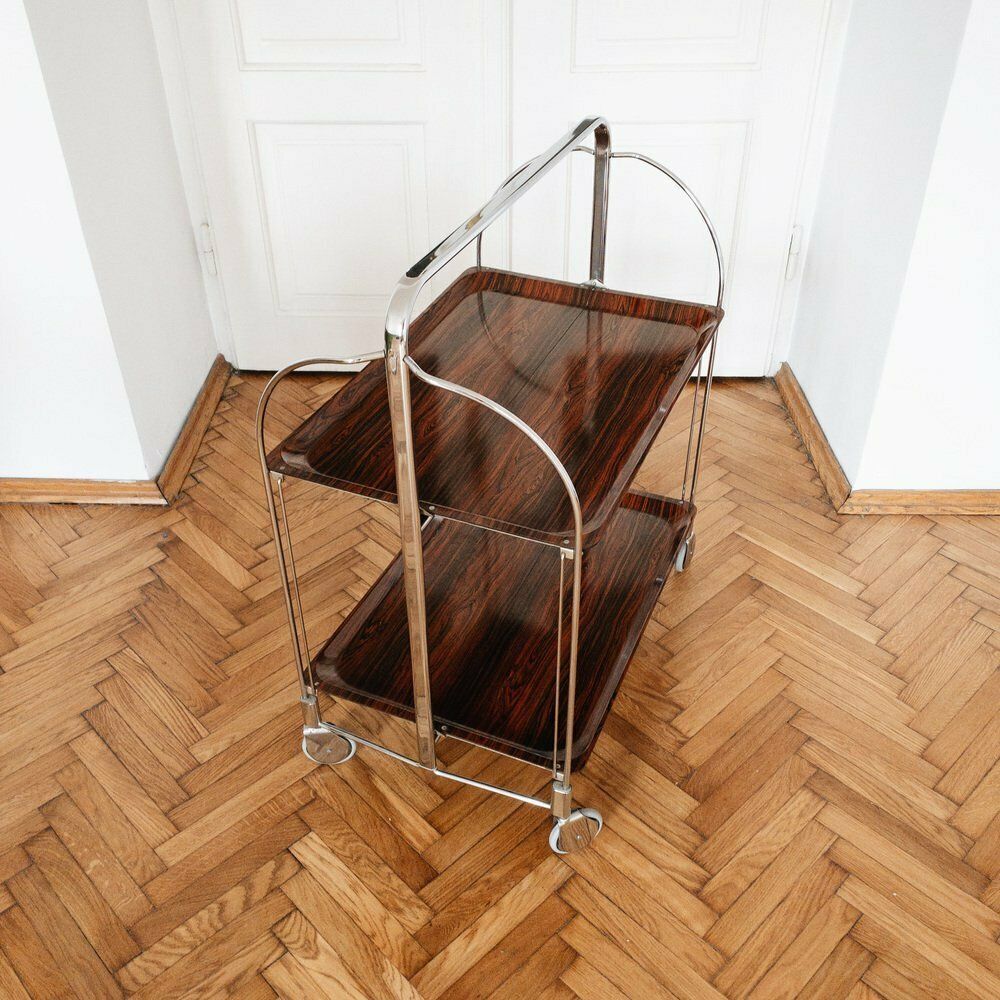 Furniture Mid Century Modern German Bar Cart Or Trolley, 1970s photo