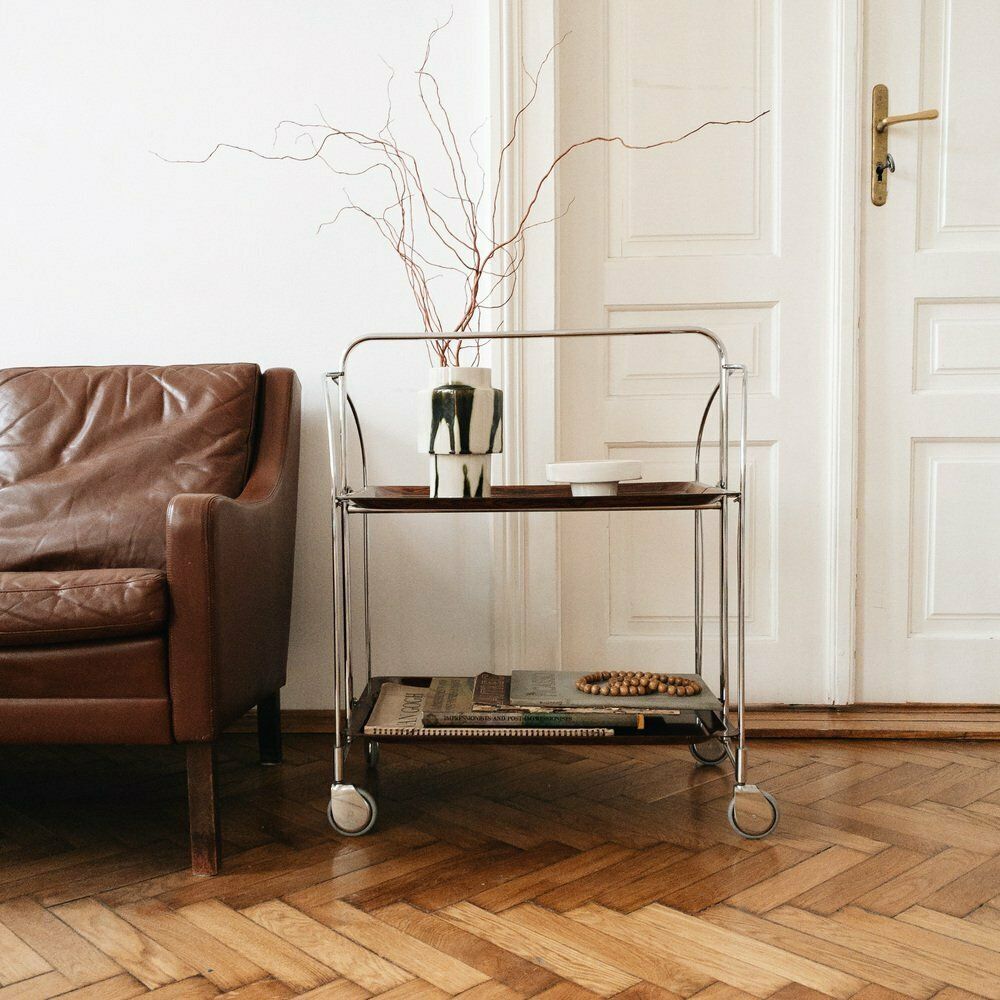 photo vinterior Mid Century Modern German Bar Cart Or Trolley, 1970s
