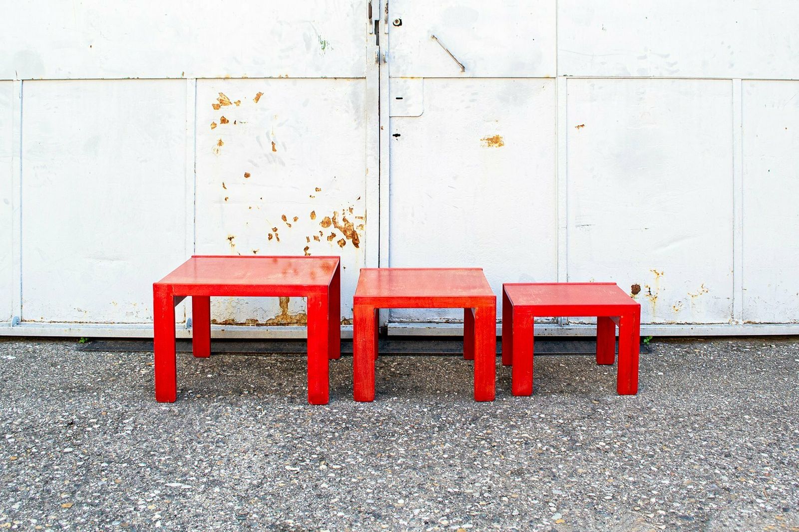 Stackable Tables N. 777 Reds By Tobia & Afra Scarpa For Cassina, Italy, 1965, Set Of 3 photo Furniture