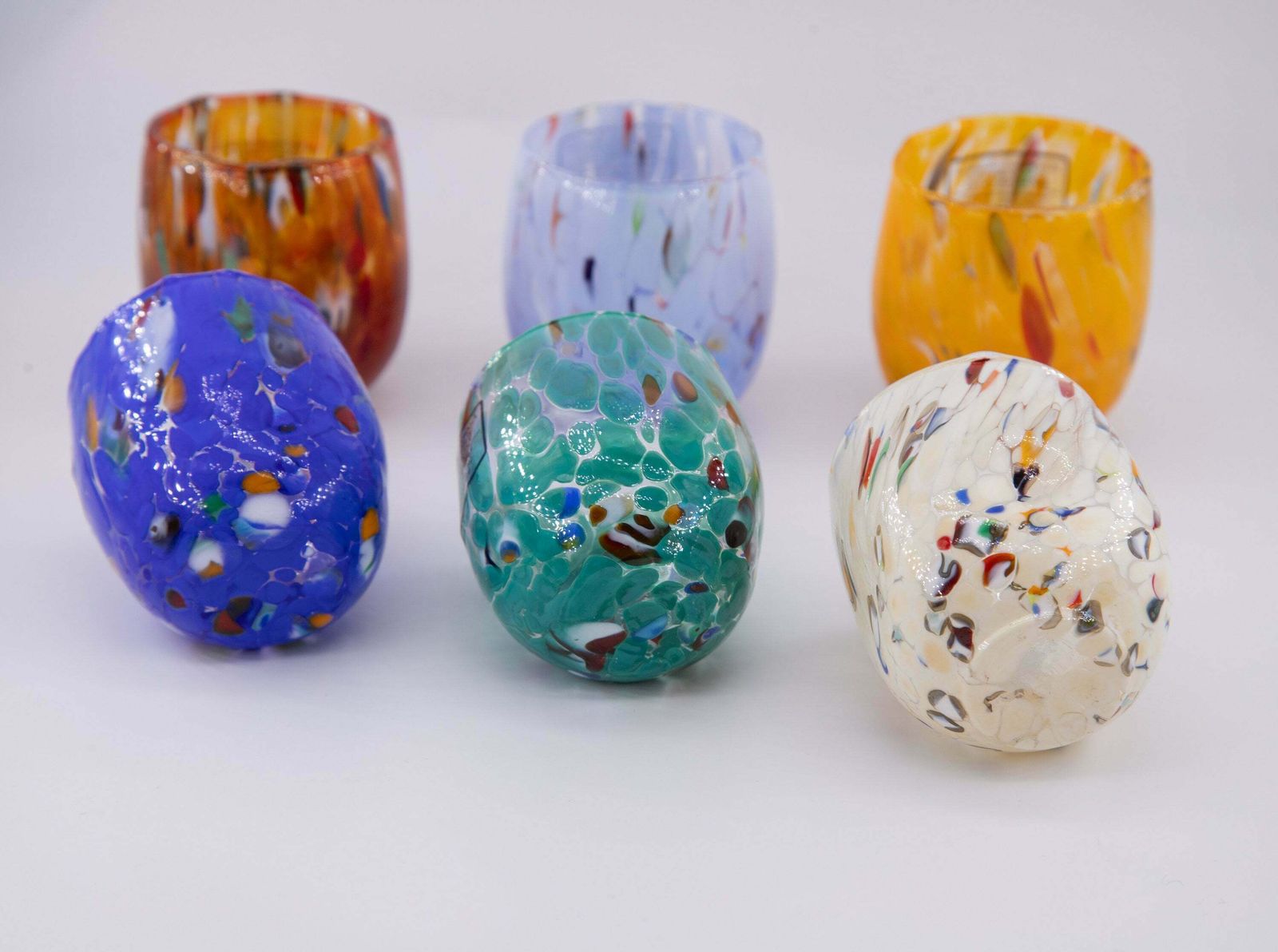Bogotà, Set Of 6 Murano Shot Glasses Color "Multicolor" Handmade, Made In Italy photo Home Decor