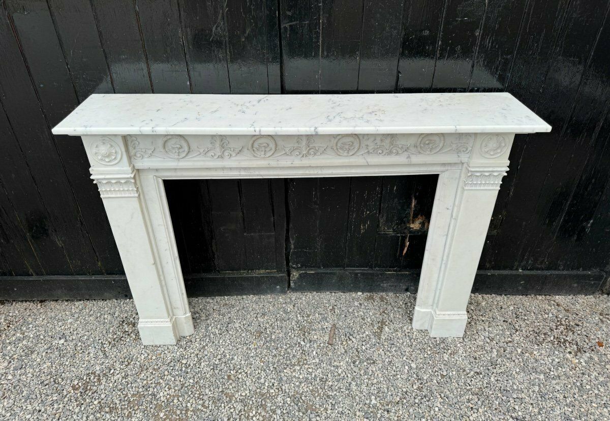 photo for sale Louis XVI Style Carrara Marble Mantel Circa 1880