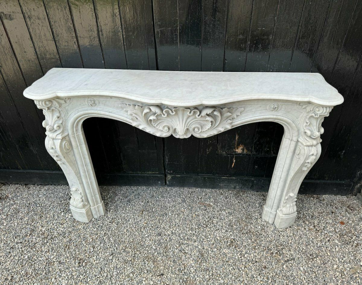 Remarkable Louis XV Style Carrara Marble Mantel, Circa 1880 photo furniture
