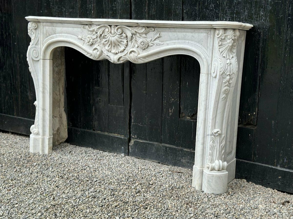 Remarkable Louis XV Style Fireplace In White Carrara Marble Circa 1880 photo 15320.0