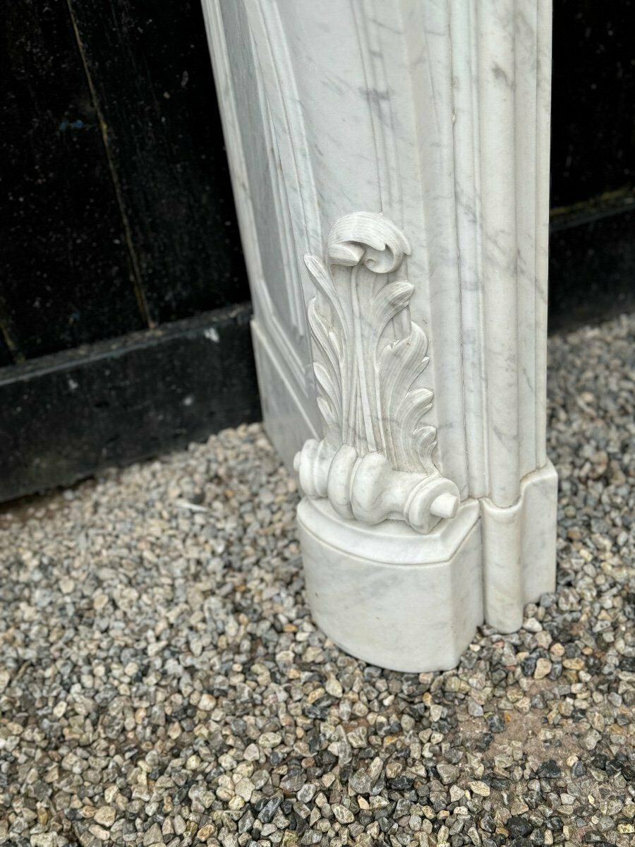 Remarkable Louis XV Style Fireplace In White Carrara Marble Circa 1880 photo vinterior