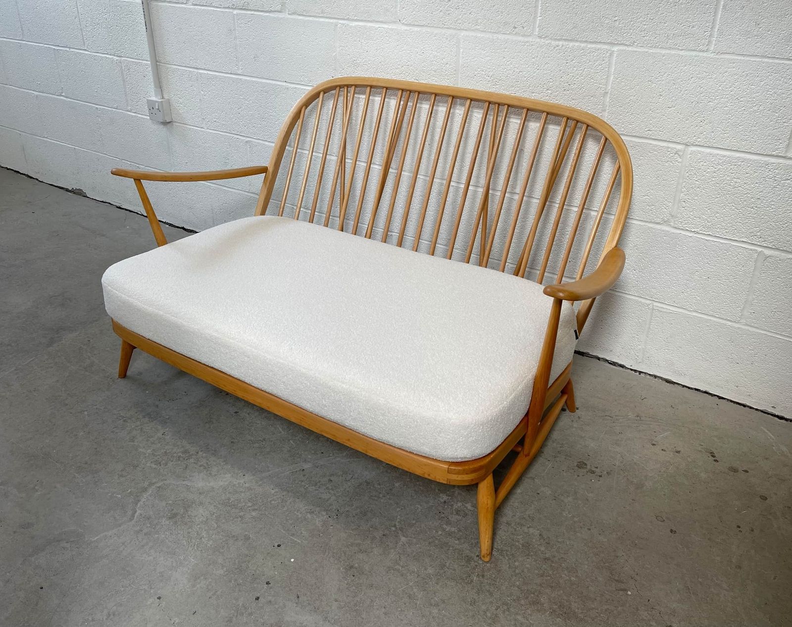 Cushion In Ivory Boucle Fabric To Fit The Ercol 203, 2 Seater. photo furniture