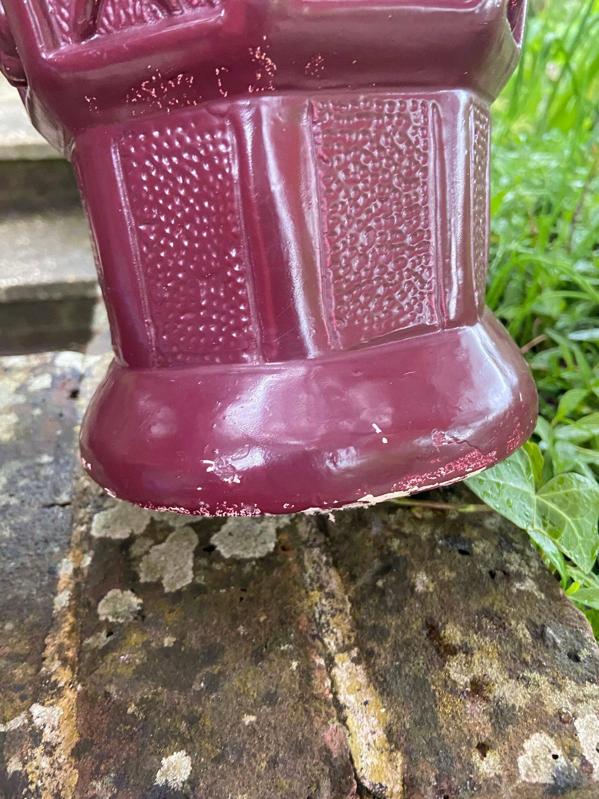 photo furniture Quirky 1960s 70s Large Ceramic Lamp   Wine Red, Maroon, Bottle Shape, Knicks And Maidens Motif, Working Lamp, Retro Lamp, Upcycle