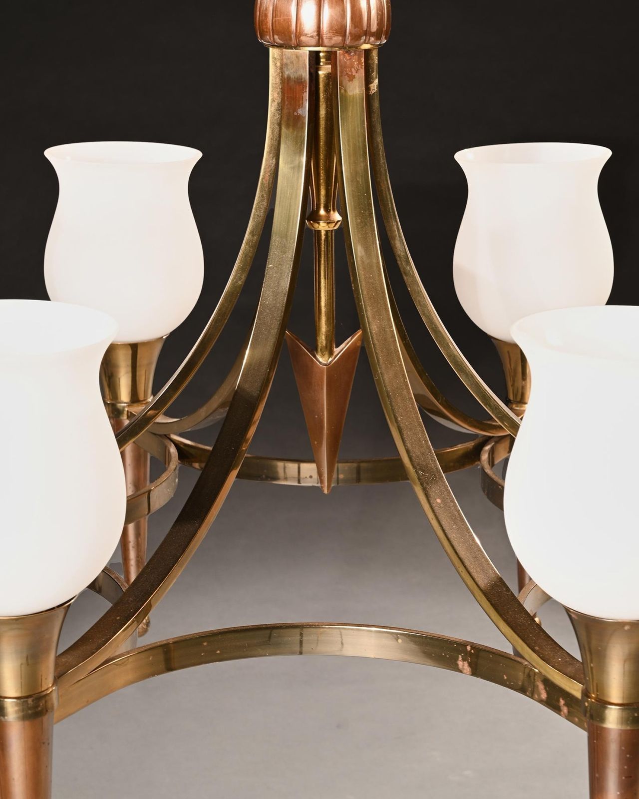 Fine Pair Of Maison Jansen Mid Century Chandeliers After A Design Attributed To Andre Arbus. photo vinterior