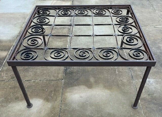 Industrial Metal Coffee Table   Indoor/Outdoor photo for sale