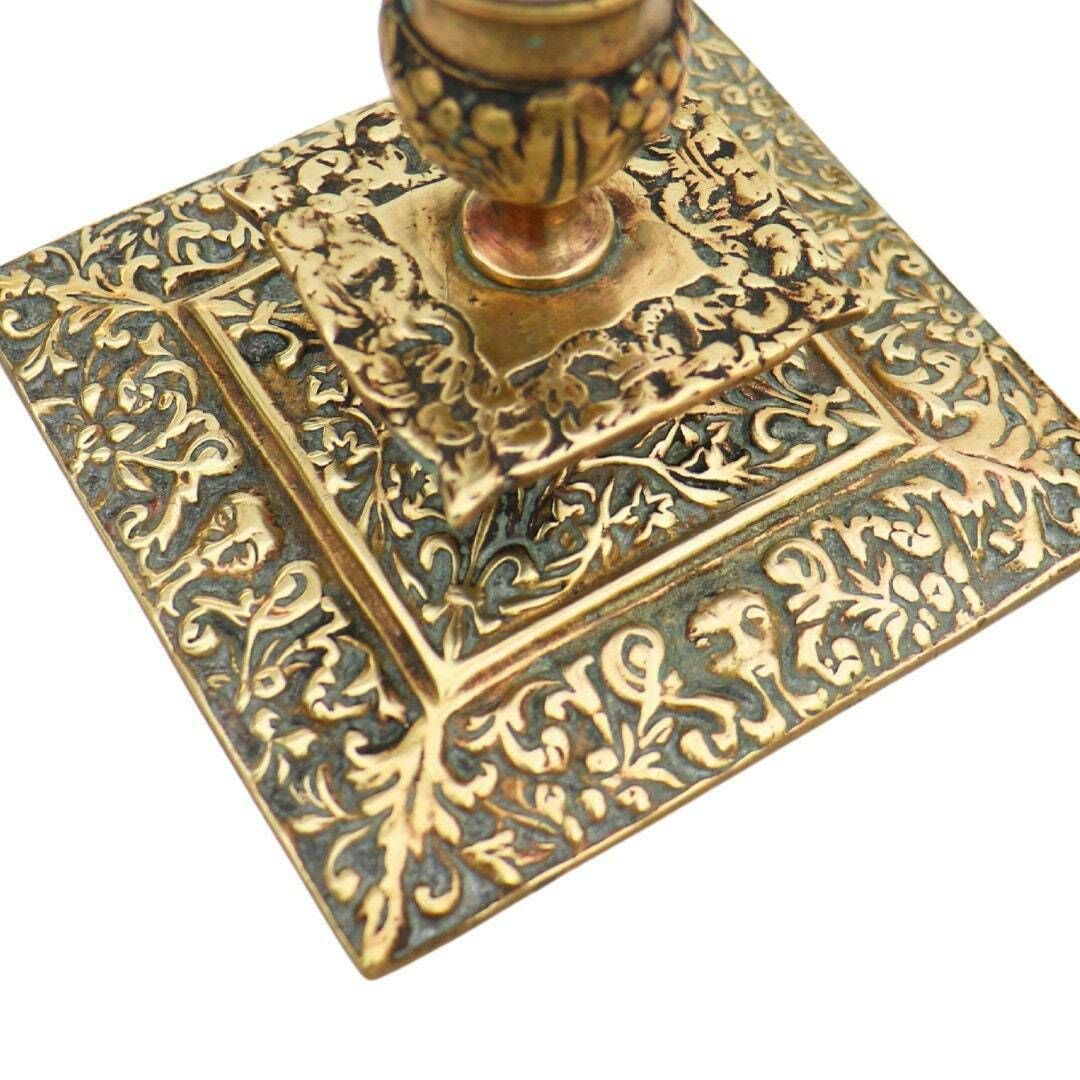Antique Victorian Brass Candlesticks In The Gothic Revival Style, Ornate Brass Candle Holders, Truly Antique Candleholders photo Home Decor