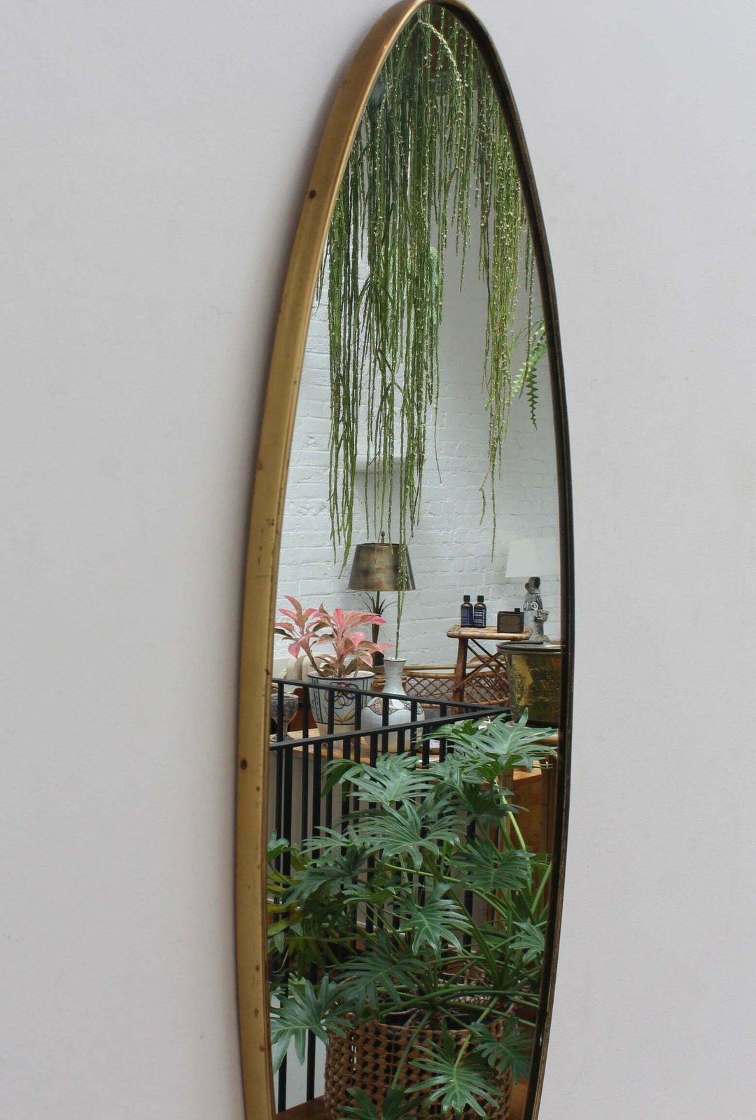 Vintage Italian Wall Mirror With Brass Frame (Circa 1960s)   Large photo Home Decor