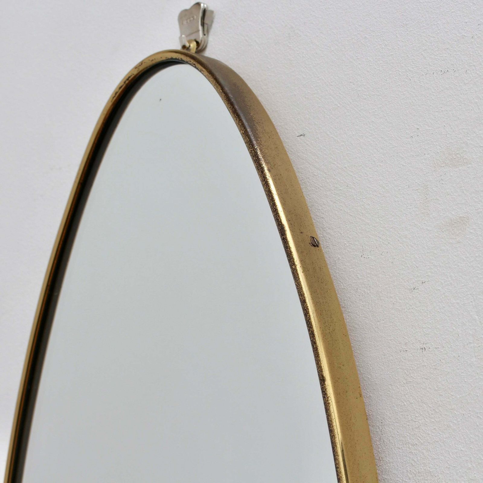 Vintage Italian Wall Mirror With Brass Frame (Circa 1960s)   Large photo vintage