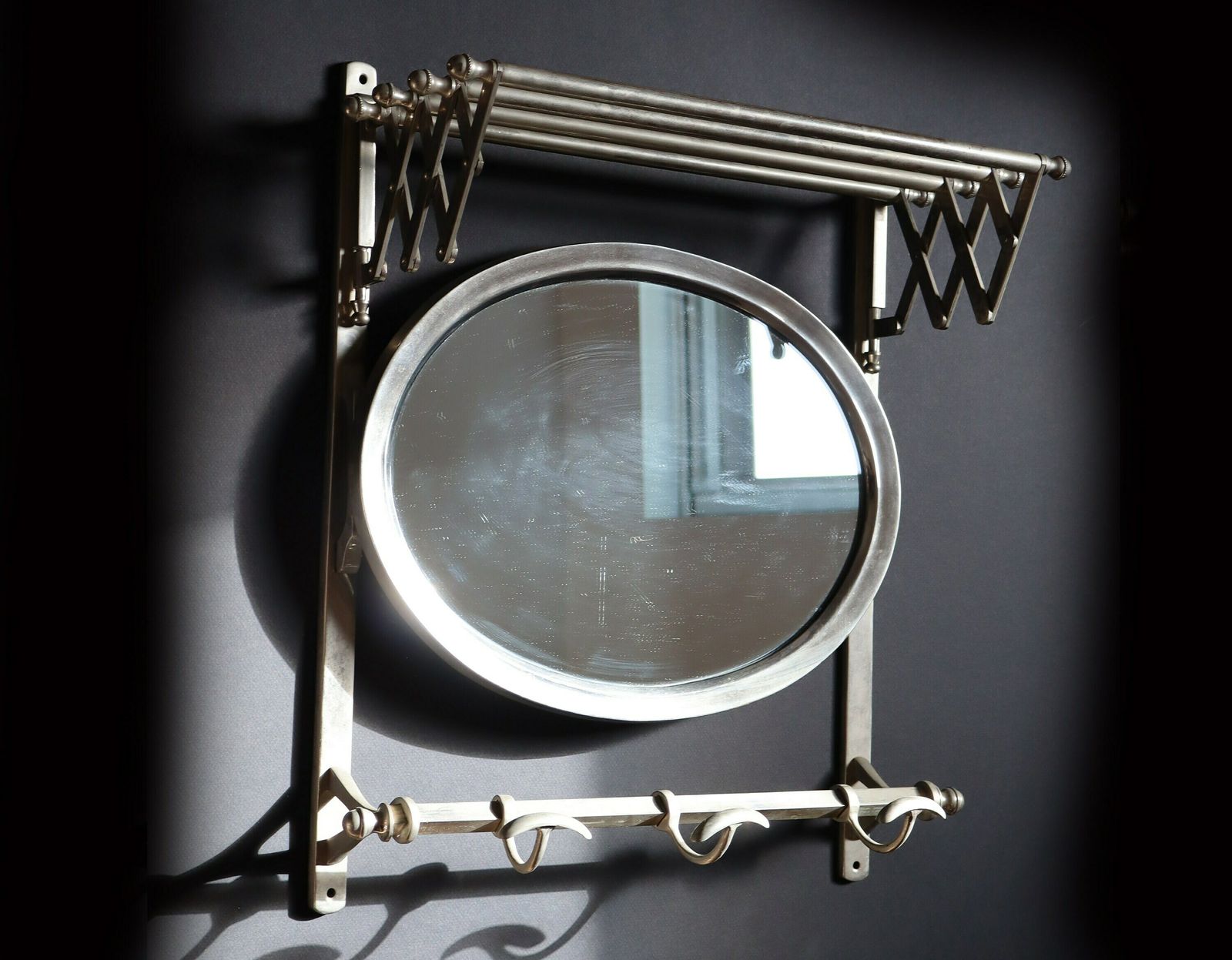 Antique Metal Train Coat Rack With Mirror French Luggage Rack photo Furniture