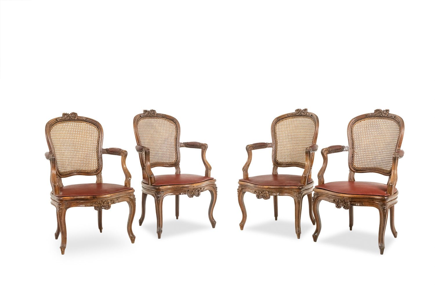 Pair Of “Cabriolet” Armchairs In Walnut And Canework. Louis XV Period. Ls5209325 photo buy