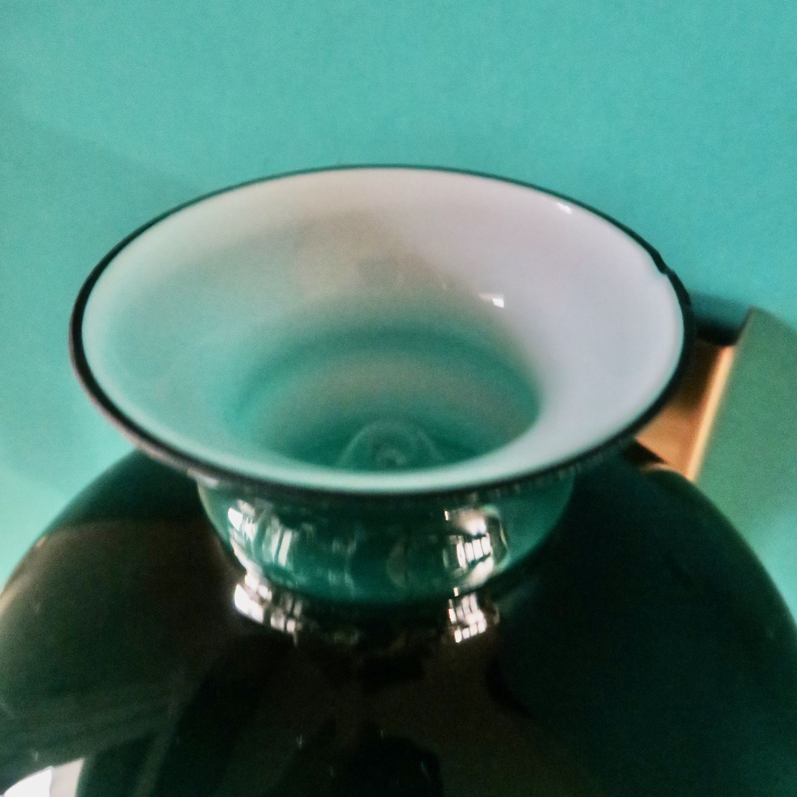 Brushed Brass Wall Lamp With “Vitrika” Green Glass Shade. Denmark 1980 photo 225.0