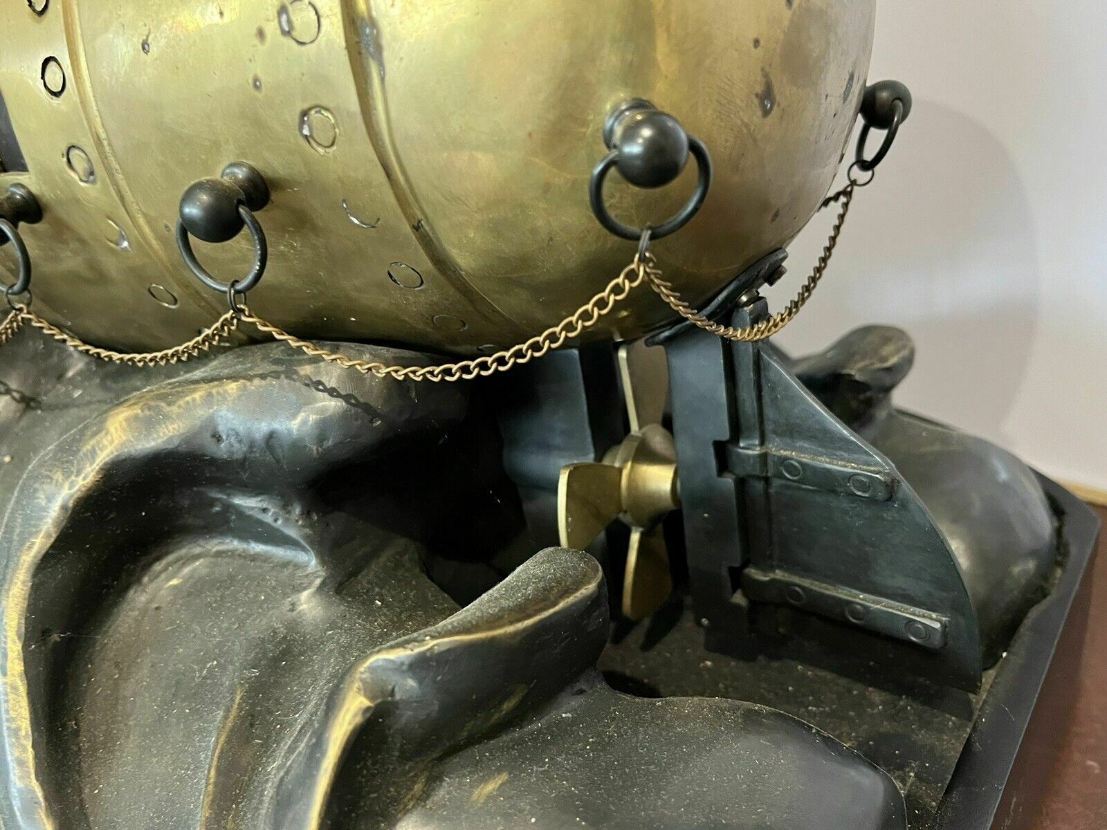 photo vinterior Submarine Novelty Brass And Metal Industrial Exhibition Clock Huge In Size