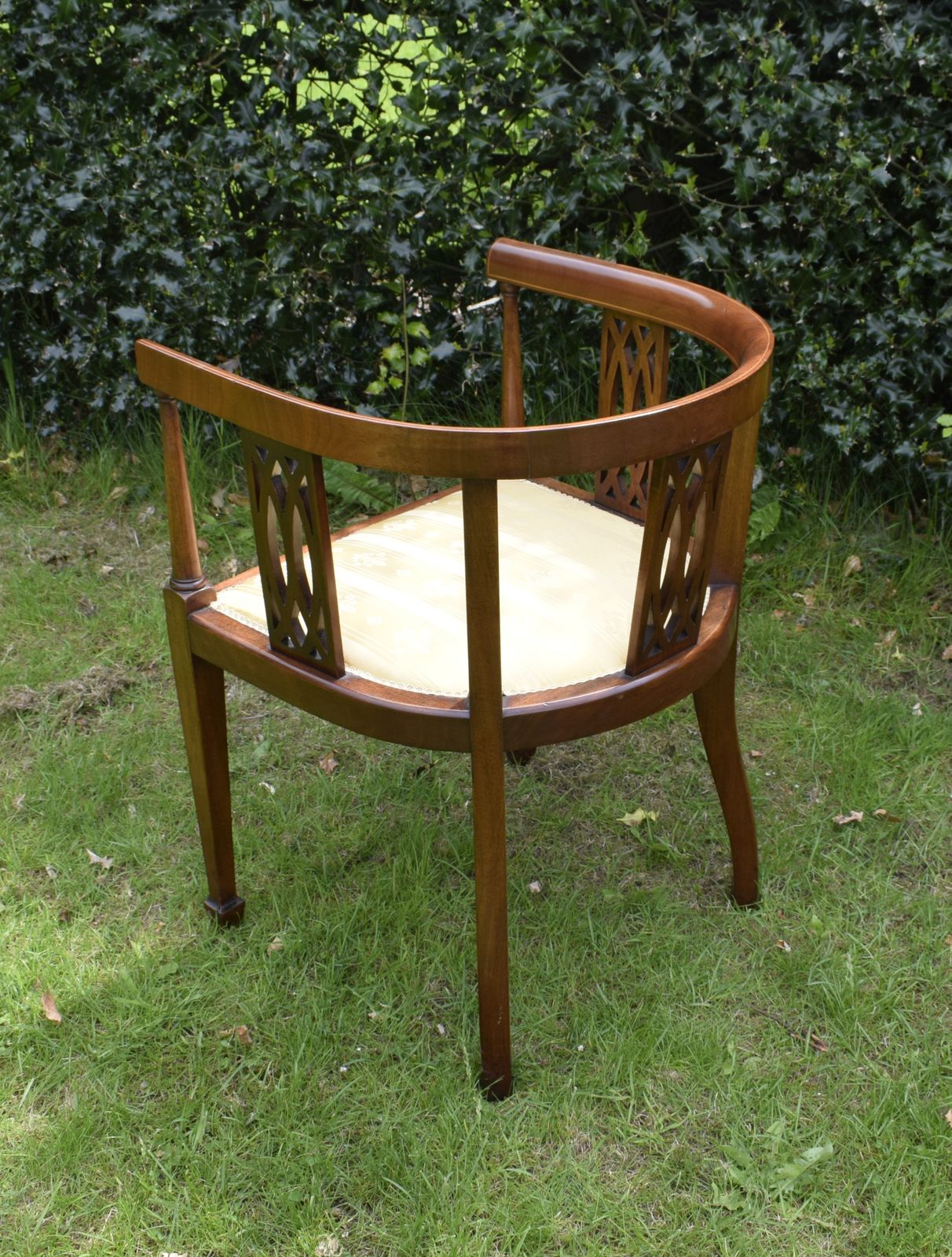 Furniture Victorian Inlaid Tub Chair, 1800s photo