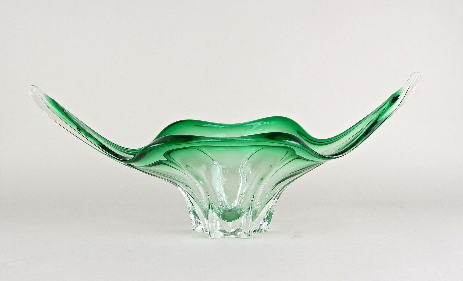 Mid Century Modern Murano Glass Bowl, Green/ Clear Tones   Italy Ca. 1960 photo furniture