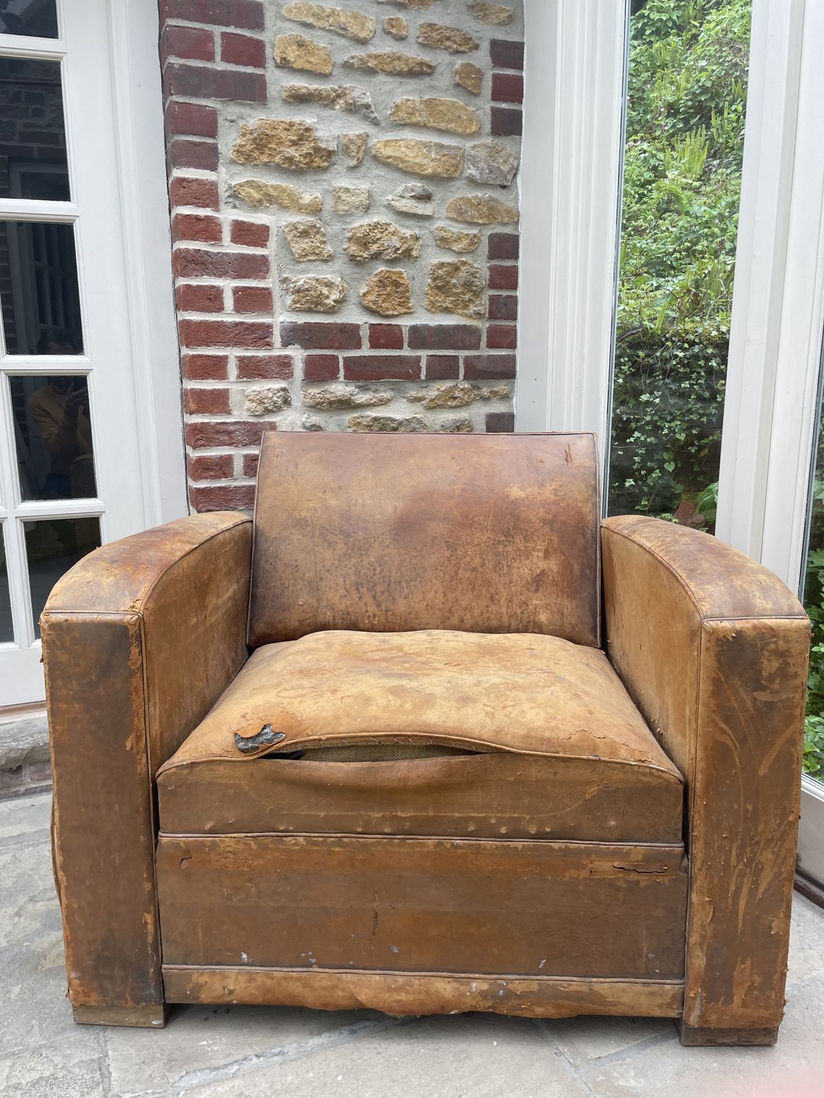 1920’s French Leather Armchair photo for sale
