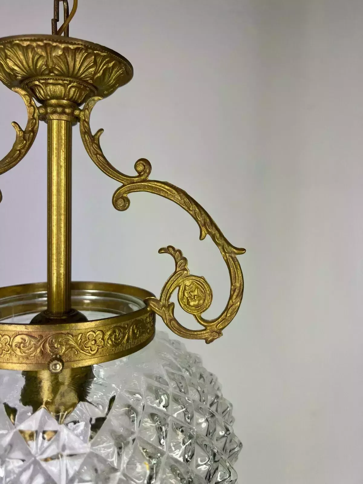 Stunning Ceiling Lamp Made Of Brass And Pressed Crystal Pendant Chandelier photo for sale