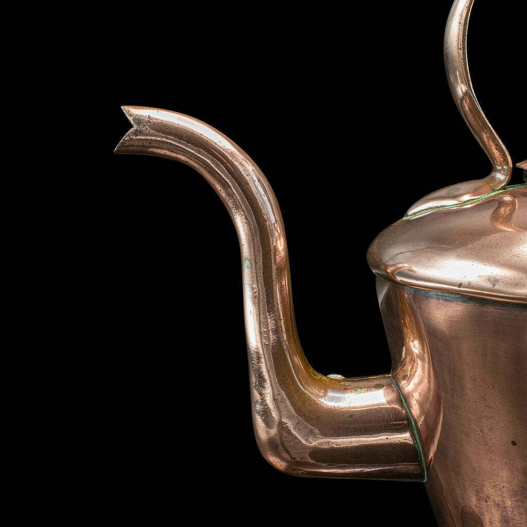 photo furniture Antique Scullery Kettle, English, Copper, Stovetop Teapot, Victorian, Circa 1870