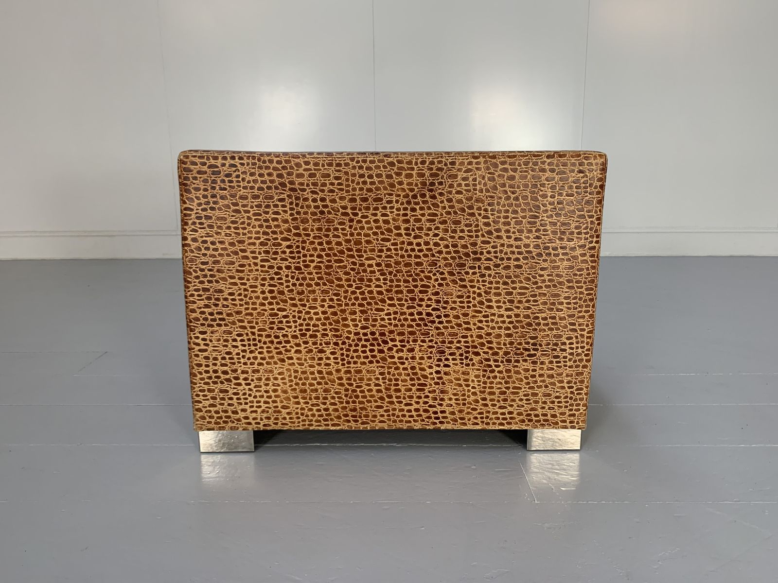 Minotti “Suitcase Line” Armchair & Ottoman – In Crocodile Leather photo vintage