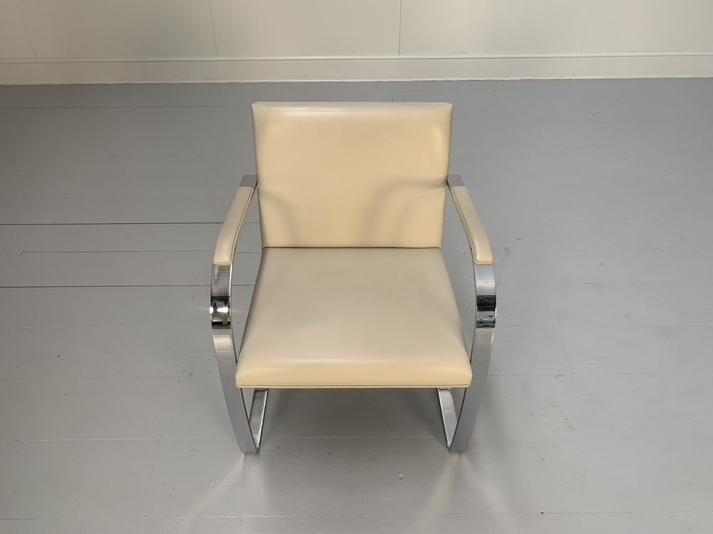 6 Knoll Studio “Brno Flat Bar” Armchairs – In Chrome & Ivory Leather photo buy