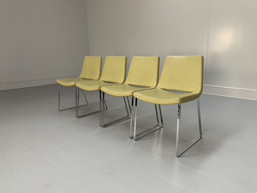 4 B&B Italia “Metropolitan Me48” Dining Chairs – In Yellow “Gamma” Leather