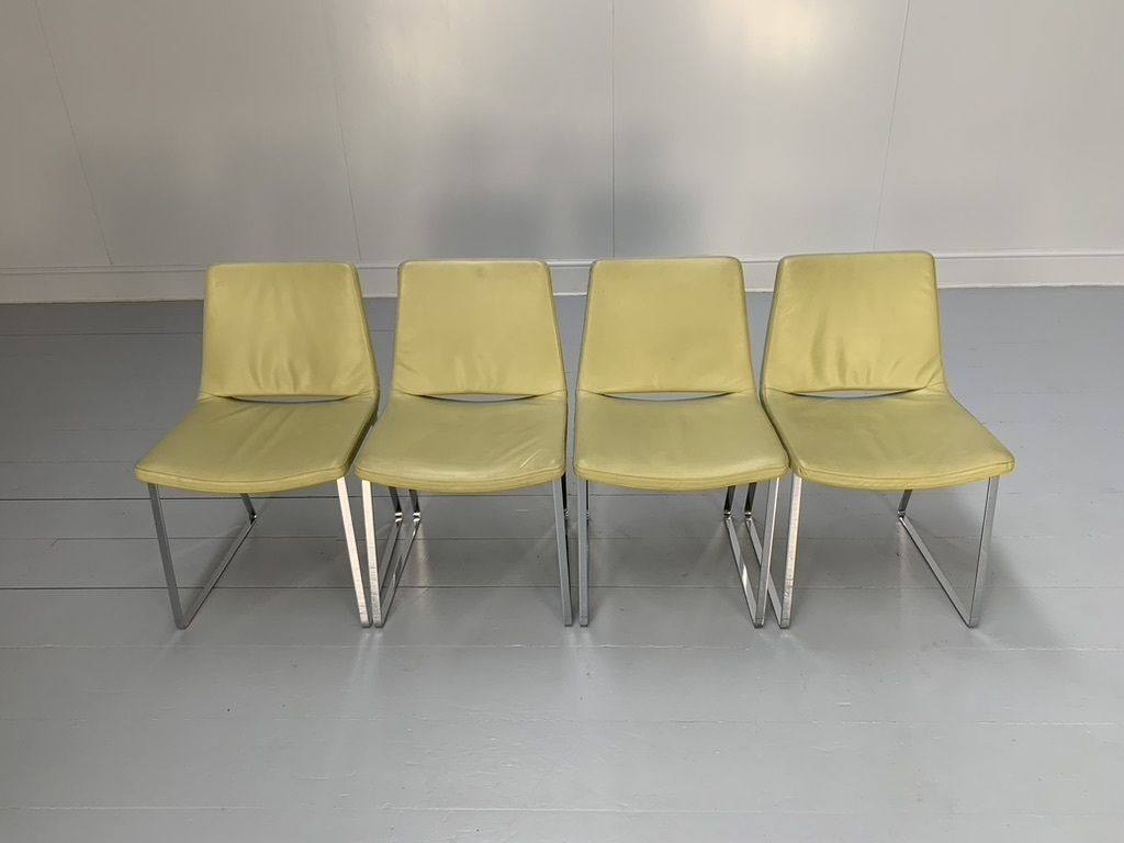 4 B&B Italia “Metropolitan Me48” Dining Chairs – In Yellow “Gamma” Leather photo Furniture