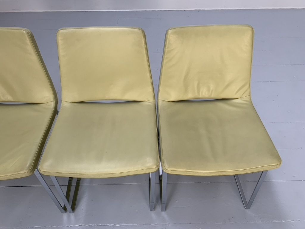 4 B&B Italia “Metropolitan Me48” Dining Chairs – In Yellow “Gamma” Leather photo vinterior