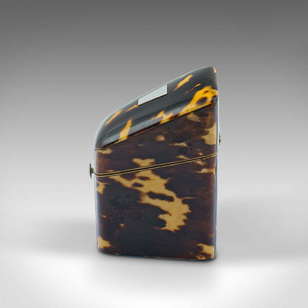 Small Antique Lady's Stamp Box, English, Faux Tortoiseshell Case, Edwardian photo vinterior