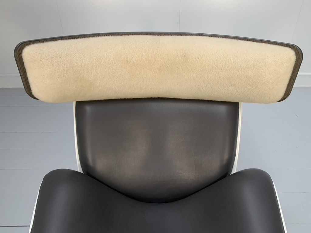 photo for sale B&B Italia “Almora” Lounge Armchair & Footrest – In Merino & Grey Leather