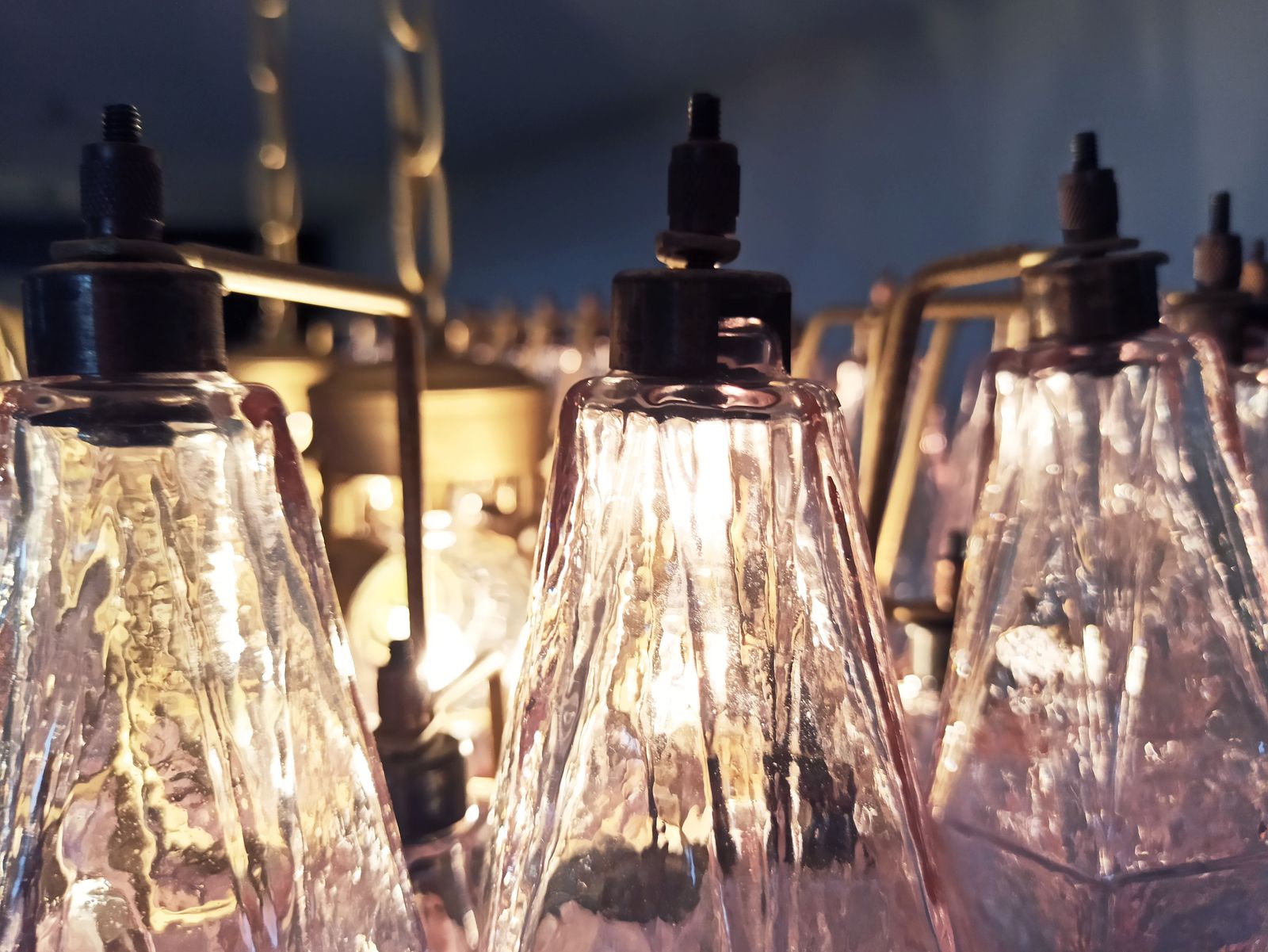 Elegant Murano Poliedri Chandelier   Carlo Scarpa   84 Pink Glasses photo for sale