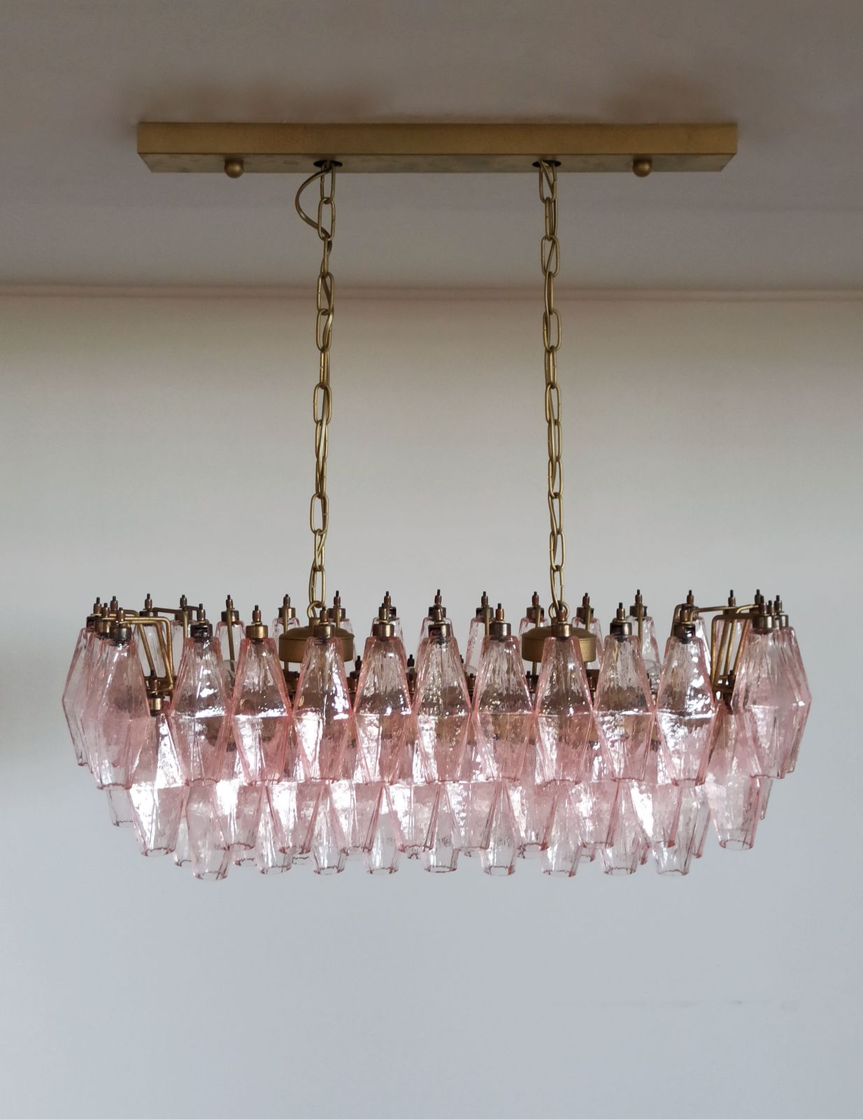 photo buy Elegant Murano Poliedri Chandelier   Carlo Scarpa   84 Pink Glasses