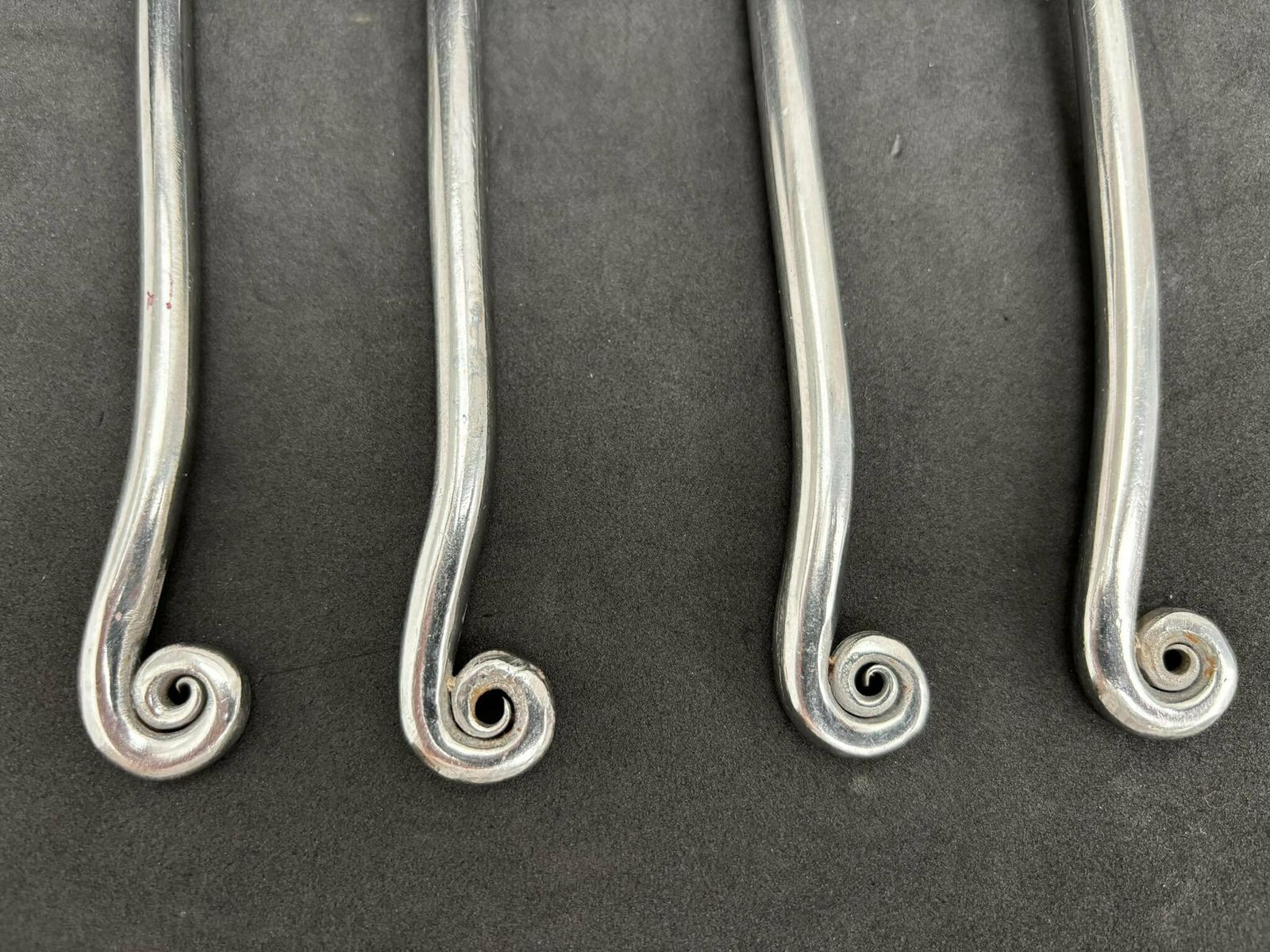 photo furniture Set 4 Soup Spoons Swirl Flatware Twist Cutlery French Replacement Twisted Ends Spiral Ends Swirl Brutalist Decor Medieval Style Viking