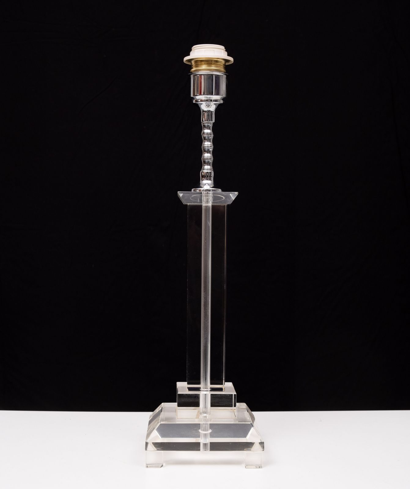 Crystal Glass Table Lamps France 1980s photo buy