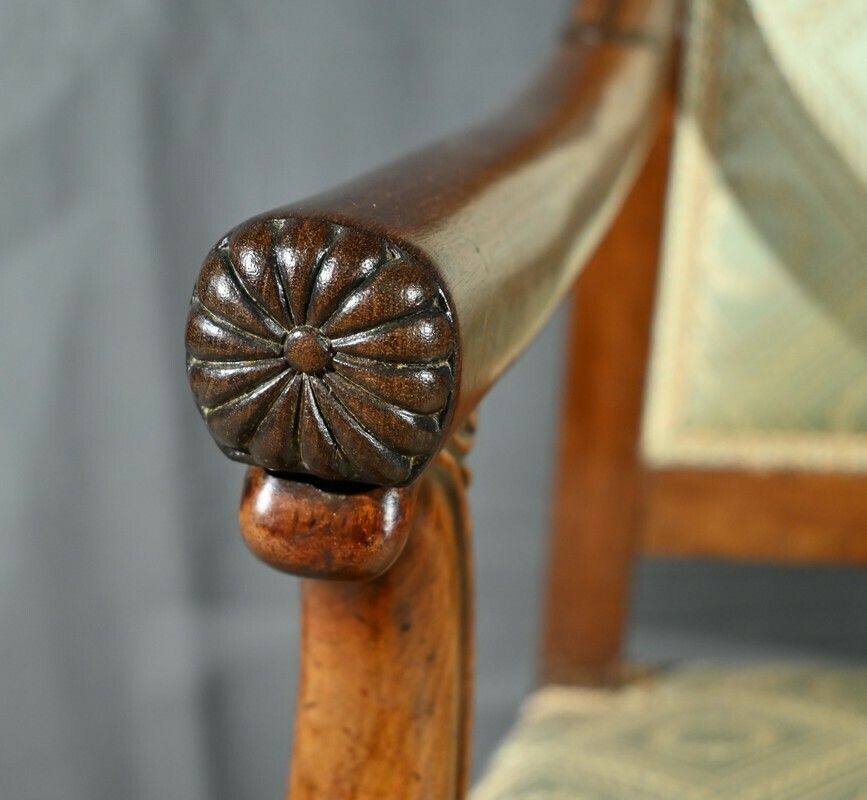 photo vintage Pair Of Armchairs With Mahogany Crosses, Restoration Period – Early 19th Century