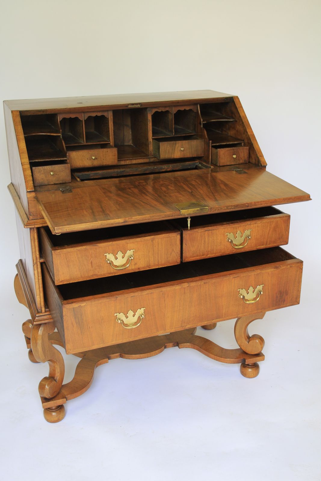 Walnut William & Mary Revival Bureau With Well photo furniture