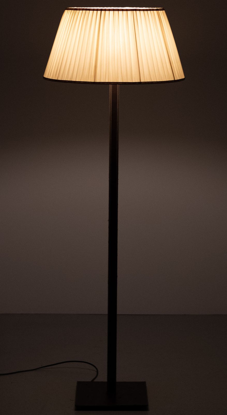 Stich Leather Floor Lamp Manufactured By Sce France photo for sale
