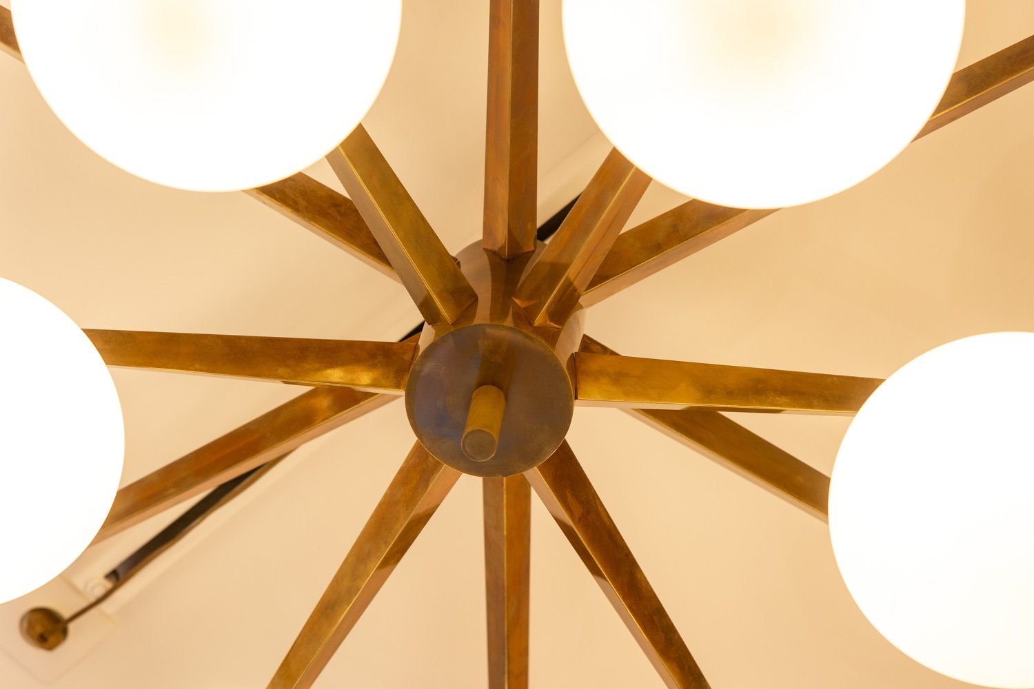 Angelo Lelli. Chandelier In Brass And Opaline. Contemporary. Ls54392108a photo for sale