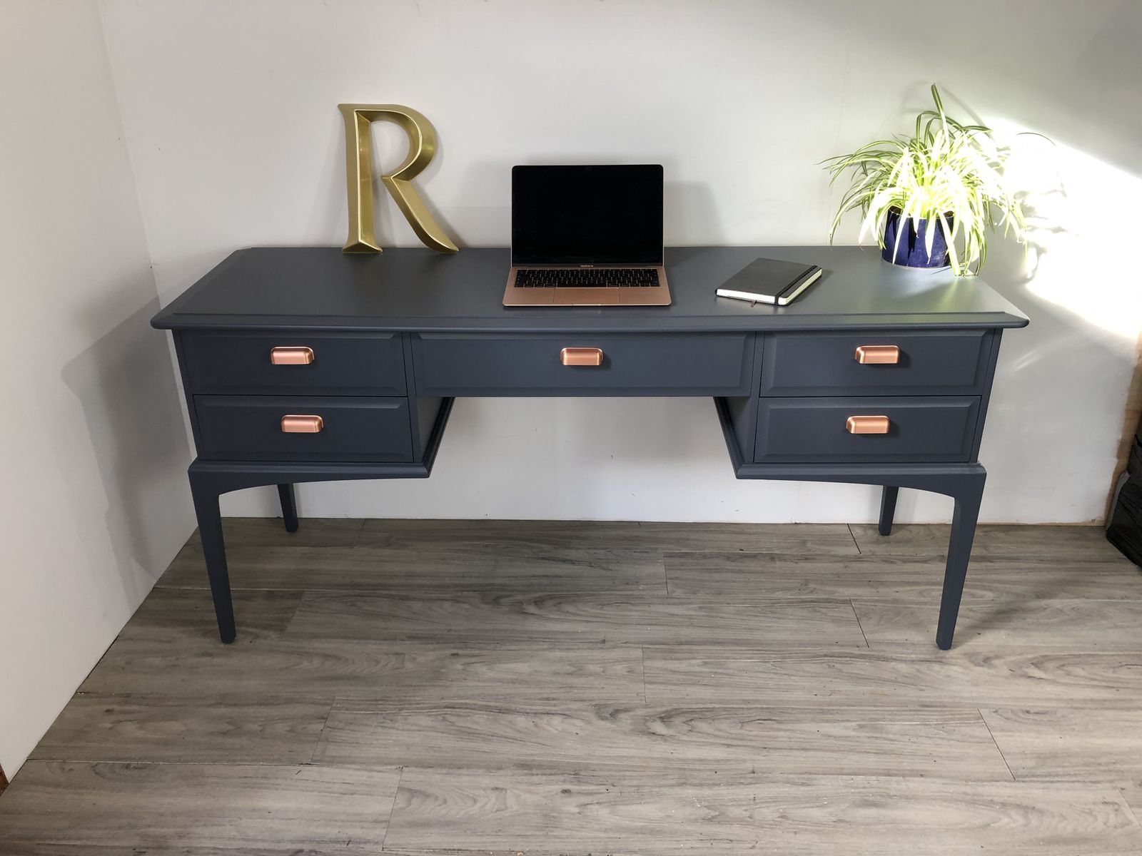 Stag Minstrel Desk/ Dressing Table Painted In Blue photo furniture