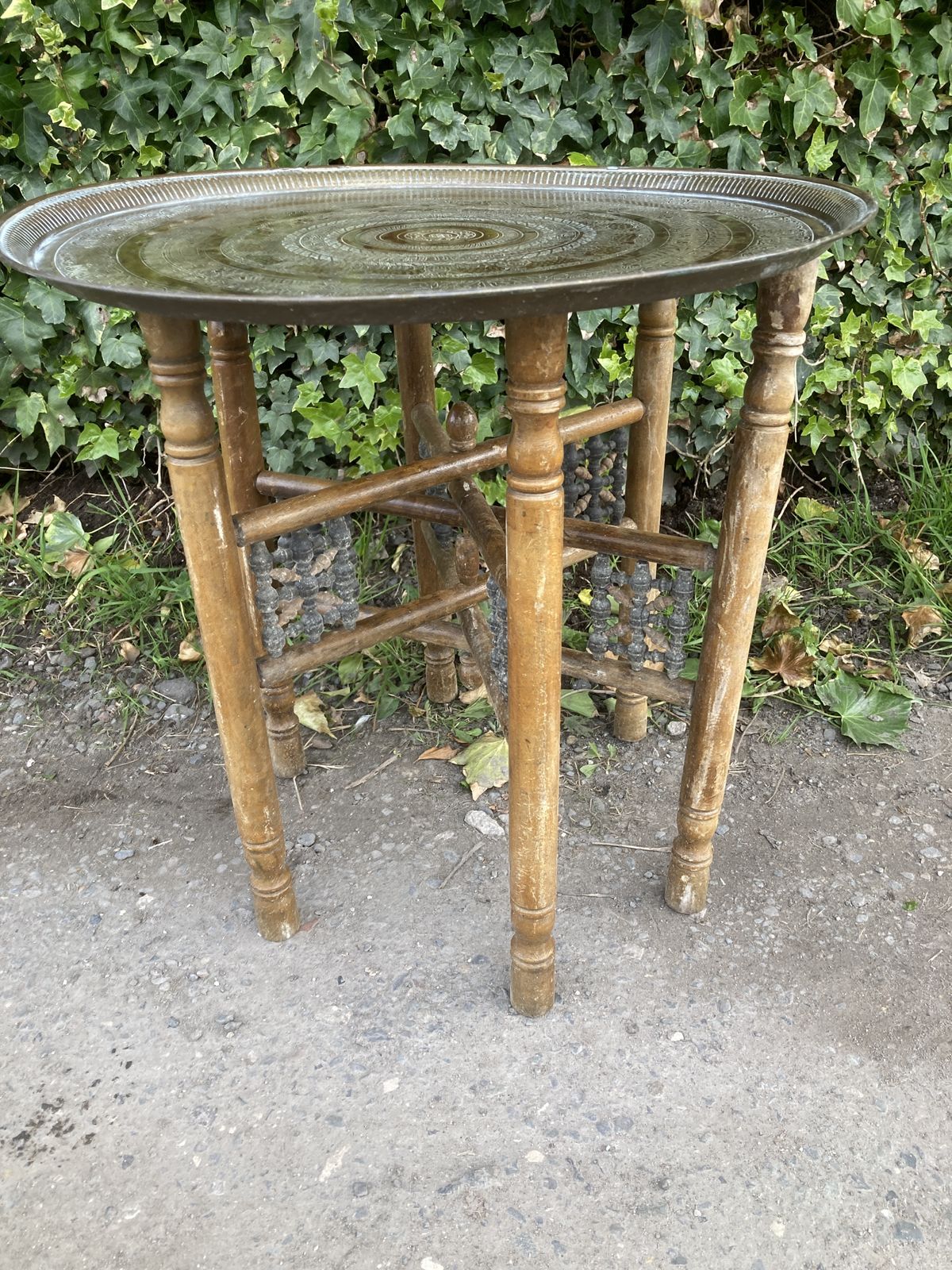 Middle Eastern Style, Moorish Design, Brass Tray Top Folding Table photo Furniture