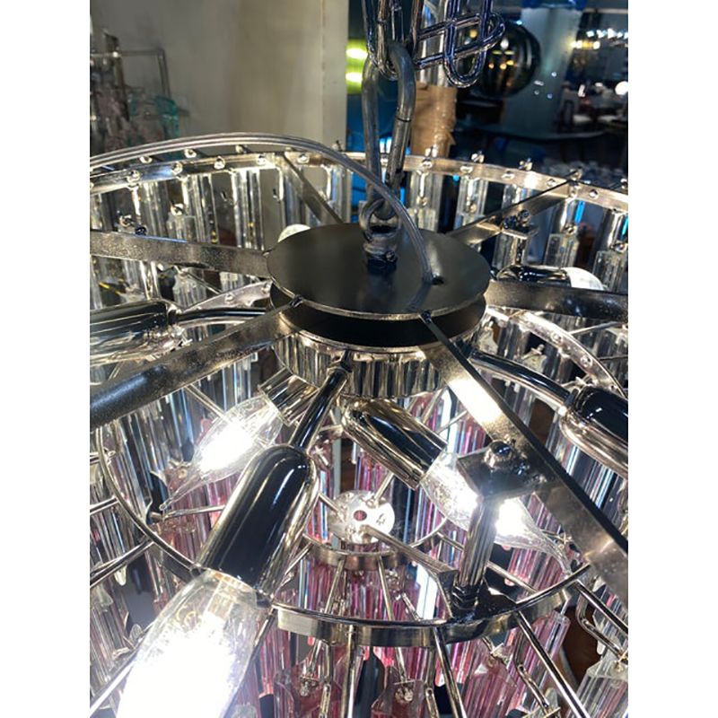 Vintage Clear And Pink “Triedro” And Quadriedro Murano Glass Chandelier photo 6800.0
