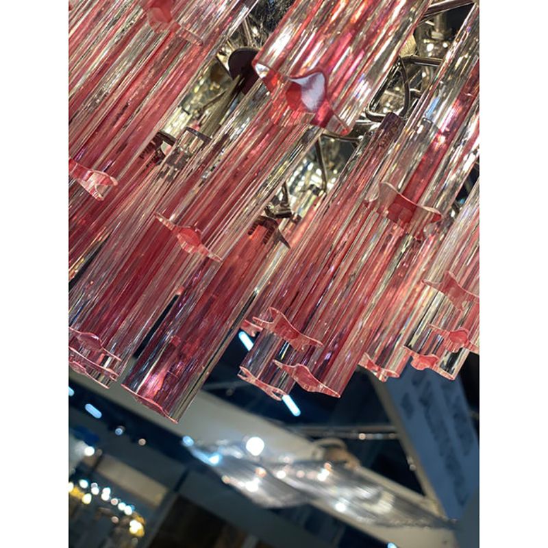 Vintage Clear And Pink “Triedro” And Quadriedro Murano Glass Chandelier photo buy