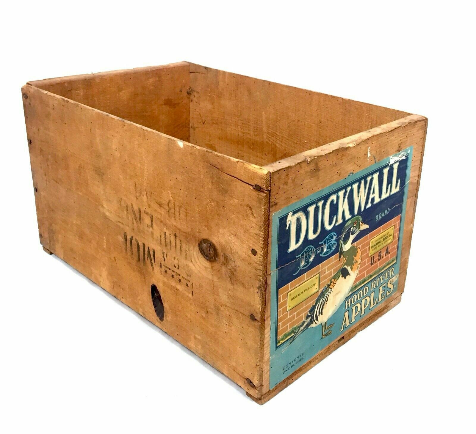 Antique Advertising   Duckwall Brothers Hood River Apples Wooden Fruit Crate Box photo 65.0
