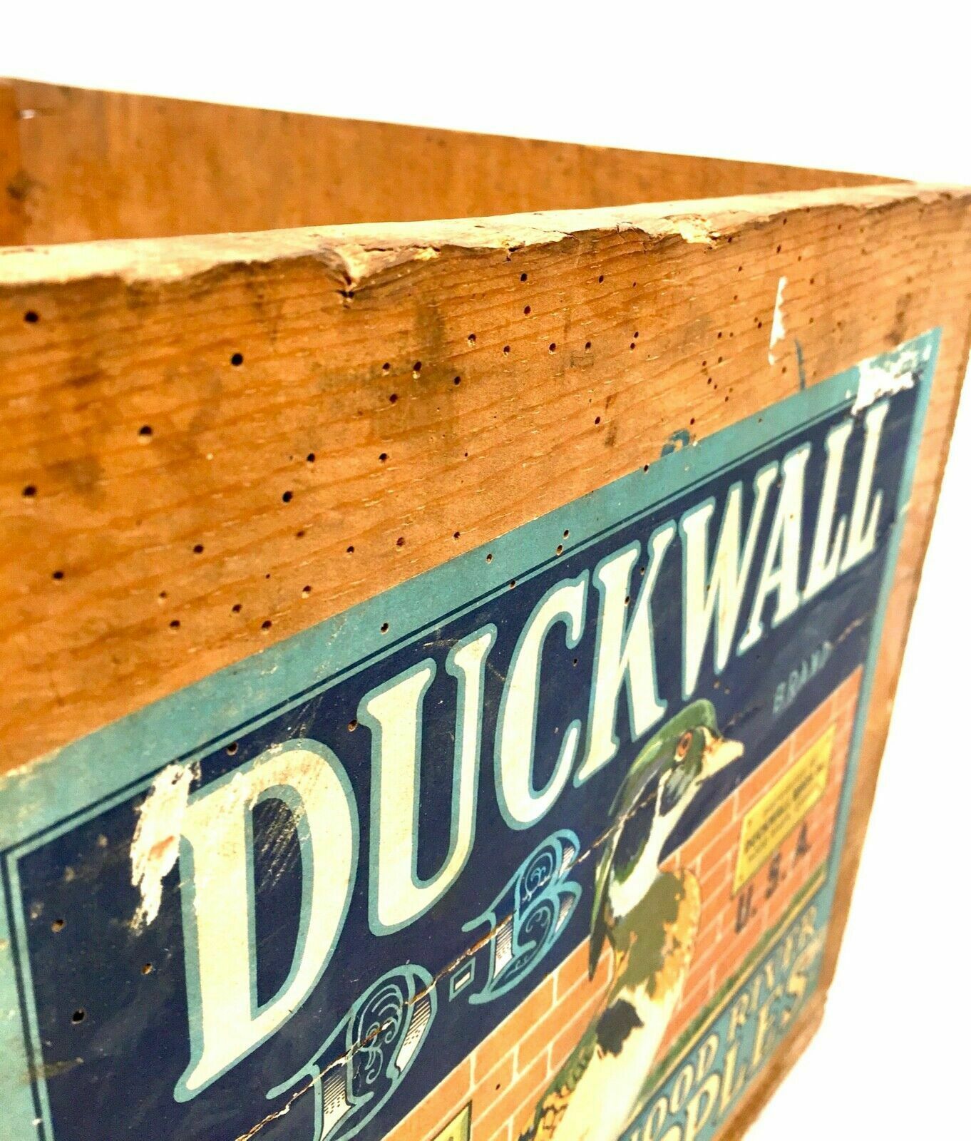 Antique Advertising   Duckwall Brothers Hood River Apples Wooden Fruit Crate Box photo vinterior