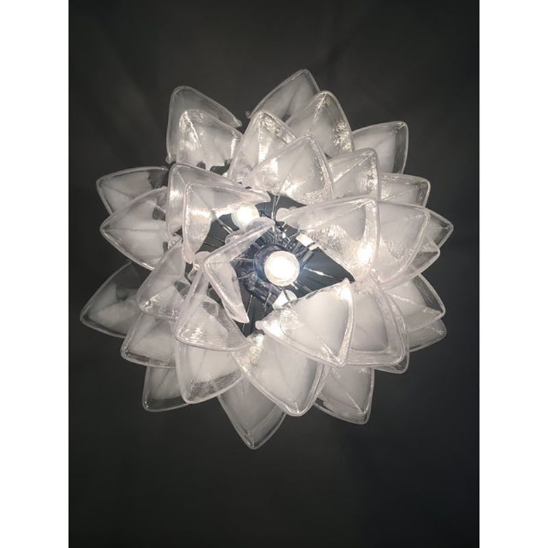 "Rondine" White And Transparent Murano Glass Chrome Frame Sputnik Chandelier photo Lighting