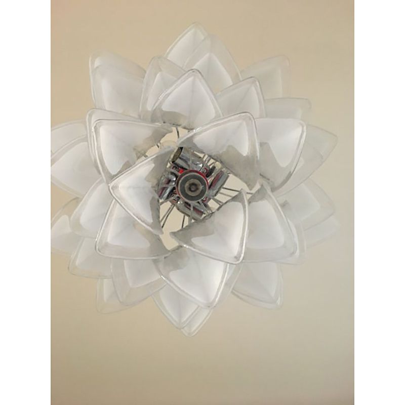 Lighting "Rondine" White And Transparent Murano Glass Chrome Frame Sputnik Chandelier photo