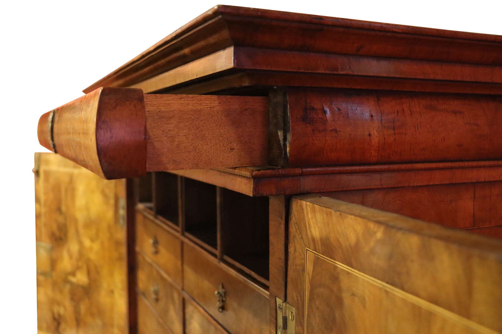 William And Mary Period Burr Walnut Cabinet On Stand photo vintage